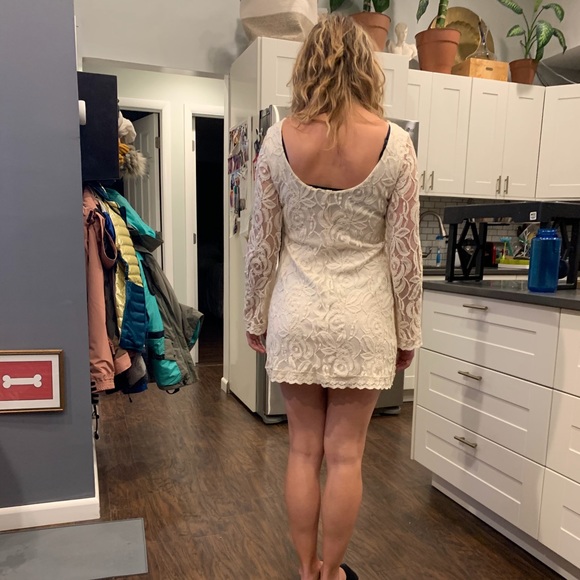 Ivory Lace Long Sleeve Boho Dress - Picture 8 of 8